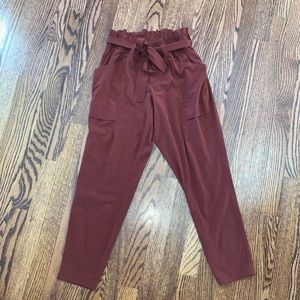 Athleta skyline tie waist pant cognac brown 2P